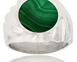 Gents sterling silver round malachite ring thumb155 crop