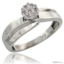 Size 10 - 10k White Gold Diamond Engagement Ring 0.05 cttw Brilliant Cut, 1/4  - £222.81 GBP