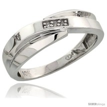Size 6 - 10k White Gold Ladies Diamond Wedding Band Ring 0.02 cttw Brilliant  - £202.89 GBP