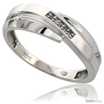 Size 11.5 - 10k White Gold Mens Diamond Wedding Band Ring 0.03 cttw Brilliant  - £267.65 GBP