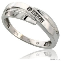 Size 10 - 10k White Gold Mens Diamond Wedding Band Ring 0.03 cttw Brilliant  - £267.36 GBP
