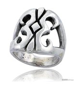 Size 10.5 - Sterling Silver Gothic Biker Tribal Ring 1 in  - £84.12 GBP