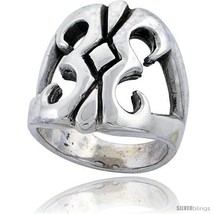 Sterling silver gothic biker tribal ring 1 in wide thumb200