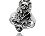 Sterling silver gothic biker reaper horns ring 1 3 8 in wide thumb155 crop