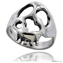 Size 6.5 - Sterling Silver Gothic Biker Deranged Skull Ring 1 in  - £46.33 GBP