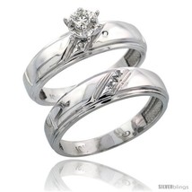 Size 10 - 10k White Gold Ladies&#39; 2-Piece Diamond Engagement Wedding Ring Set,  - £455.77 GBP
