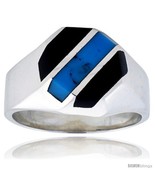 Size 12 - Gent&#39;s Sterling Silver Black Obsidian with Synthetic Turquoise  - $105.70