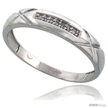 Size 11 - 10k White Gold Men&#39;s Diamond Wedding Band, 3/16 in wide -Style  - £161.58 GBP