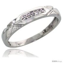 Size 9 - 10k White Gold Ladies&#39; Diamond Wedding Band, 1/8 in wide -Style  - £127.69 GBP
