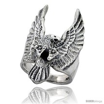 Size 8 - Sterling Silver Large Eagle Gothic Biker Ring 1 1/4 in  - £63.65 GBP