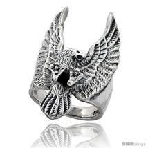 Size 10.5 - Sterling Silver Large Eagle Gothic Biker Ring 1 1/4 in  - $82.28