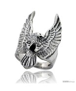 Size 11.5 - Sterling Silver Large Eagle Gothic Biker Ring 1 1/4 in  - £65.77 GBP