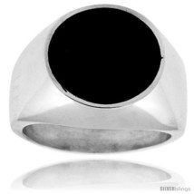 Size 12 - Sterling Silver Round Black Obsidian Men's Ring 5/8 in. 16 mm  - £86.75 GBP