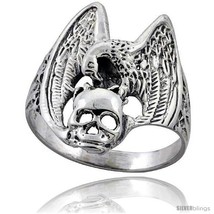 Size 13 - Sterling Silver Vulture with Skull Gothic Biker Ring 1 in  - $41.12