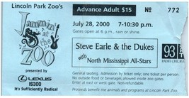 Vintage Steve Earle The Dukes Ticket Stub July 28 Chicago Lincoln Park Zoo-
s... - £27.46 GBP