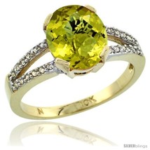 Size 8 - 10k Yellow Gold and Diamond Halo Lemon Quartz Ring 2.4 carat Oval  - £387.04 GBP
