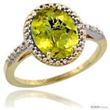 Size 9 - 10k Yellow Gold Diamond Lemon QuartzRing 2.4 ct Oval Stone 10x8 mm,  - £300.75 GBP