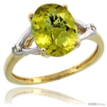 Size 10 - 10k Yellow Gold Diamond Lemon Quartz Ring 2.4 ct Oval Stone 10x8 mm,  - £260.36 GBP