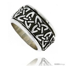 Size 13 - Sterling Silver Men&#39;s Spinner Ring Celtic Trinity Triquetra Pattern  - £93.01 GBP