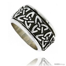 Size 10 - Sterling Silver Men&#39;s Spinner Ring Celtic Trinity Triquetra Pattern  - £93.01 GBP