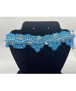 Stunning Teal Blue Lace Embellished Choker w/ encrusted rhinestones and ... - £19.59 GBP