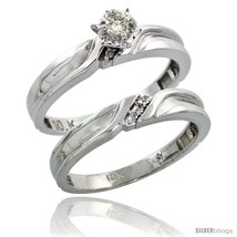 Size 5.5 - 10k White Gold Ladies&#39; 2-Piece Diamond Engagement Wedding Ring Set,  - £383.77 GBP