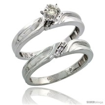 Size 8.5 - 10k White Gold Ladies&#39; 2-Piece Diamond Engagement Wedding Ring Set,  - £377.74 GBP