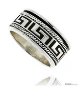 Size 13 - Sterling Silver Men&#39;s Spinner Ring Greek Key Pattern Handmade ... - £101.63 GBP