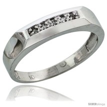 Size 10 - 10k White Gold Ladies&#39; Diamond Wedding Band, 3/16 in wide -Style  - £160.32 GBP