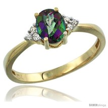 Size 5 - 10k Yellow Gold Ladies Natural Mystic Topaz Ring oval 7x5  - £241.70 GBP