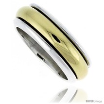 Size 14 - Sterling Silver Men&#39;s Spinner Ring with Brass Rotating Band Handmade  - $61.69