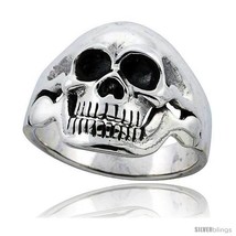 Size 8 - Sterling Silver Skull Ring 1 in wide -Style  - £64.57 GBP