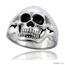 Size 8.5 - Sterling Silver Skull Ring 1 in wide -Style  - £64.57 GBP