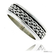 Size 11 - Sterling Silver Men's Spinner Ring Woven Design Handmade 5/16  - £59.50 GBP