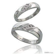 10k white gold diamond 2 piece wedding ring set his 6mm hers 4 5mm style ljw110w2 thumb200