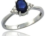 14k white gold ladies natural blue sapphire ring oval 7x5 stone diamond accent thumb155 crop
