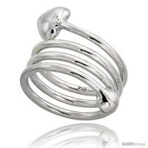 Sterling silver spiral hand made snake wire wrap ring w heart shape head 1 25 mm wide thumb200