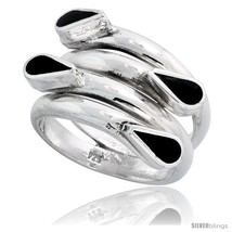 Size 8.5 - Sterling Silver Hand Made Wire Wrap Ring w/ Black Resin, 5/8 in (15  - £58.07 GBP