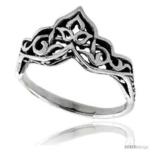 Size 5.5 - Sterling Silver Celtic Crown Ring 3/8 in  - £15.70 GBP