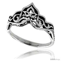 Size 6.5 - Sterling Silver Celtic Crown Ring 3/8 in  - £15.79 GBP