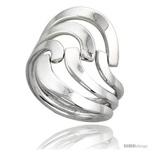 Size 7.5 - Sterling Silver Hand Made Freeform Wire Wrap Ring, 1 in (26 mm)  - £36.95 GBP