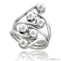 Size 9.5 - Sterling Silver Hand Made Freeform Wire Wrap Ring, 1 1/16 in (27 mm)  - £41.17 GBP