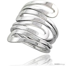 Size 9.5 - Sterling Silver Hand Made Freeform Wire Wrap Ring, 1 1/16 in (27 mm)  - £41.09 GBP