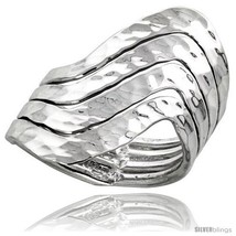 Sterling silver hand made hammered finished freeform wire wrap ring 1 1 8 in 29 mm wide thumb200