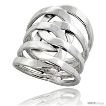 Size 9 - Sterling Silver Hand Made Freeform Wire Wrap Ring, 1 in (24 mm) wide  - £42.11 GBP