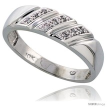 Size 11.5 - 10k White Gold Men&#39;s Diamond Wedding Band, 1/4 in wide -Style  - £252.85 GBP