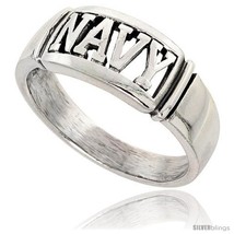 Size 11 - Sterling Silver United States NAVY Ring 3/8 in  - £33.26 GBP