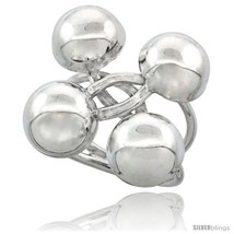 Size 6 - Sterling Silver Four Half Balls Ring Crisscross Handmade, 1 1/8 in  - £33.78 GBP