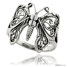 Size 10.5 - Sterling Silver Butterfly Ring 3/4 in  - £14.59 GBP