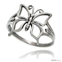 Size 7.5 - Sterling Silver Butterfly Ring 5/8 in  - £8.83 GBP